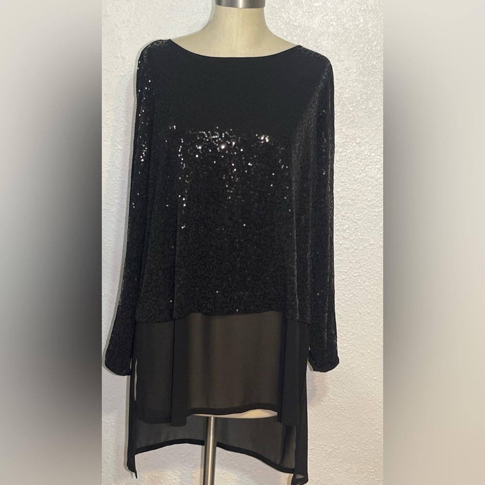 Josef Ribkoff women’s Black Sequin blouse size 12